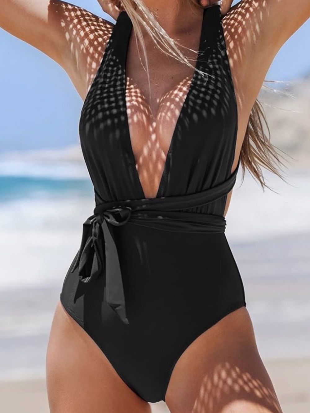 Halter, Deep Plunge One-Piece Swimsuit